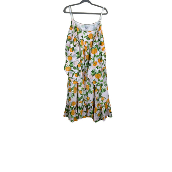 WKND WYFR CITRUS PRINT SLEEVELESS‎ RUFFLE MIDI DRESS SIZE XS NWT - Picture 2 of 7